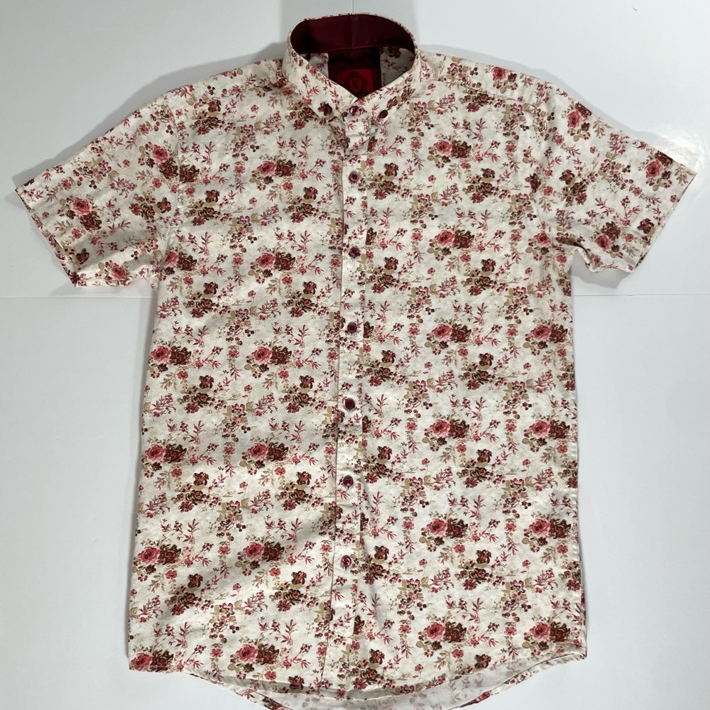 SWADE British Designed Floral Short Sleeve Button Down Shirt Size Small